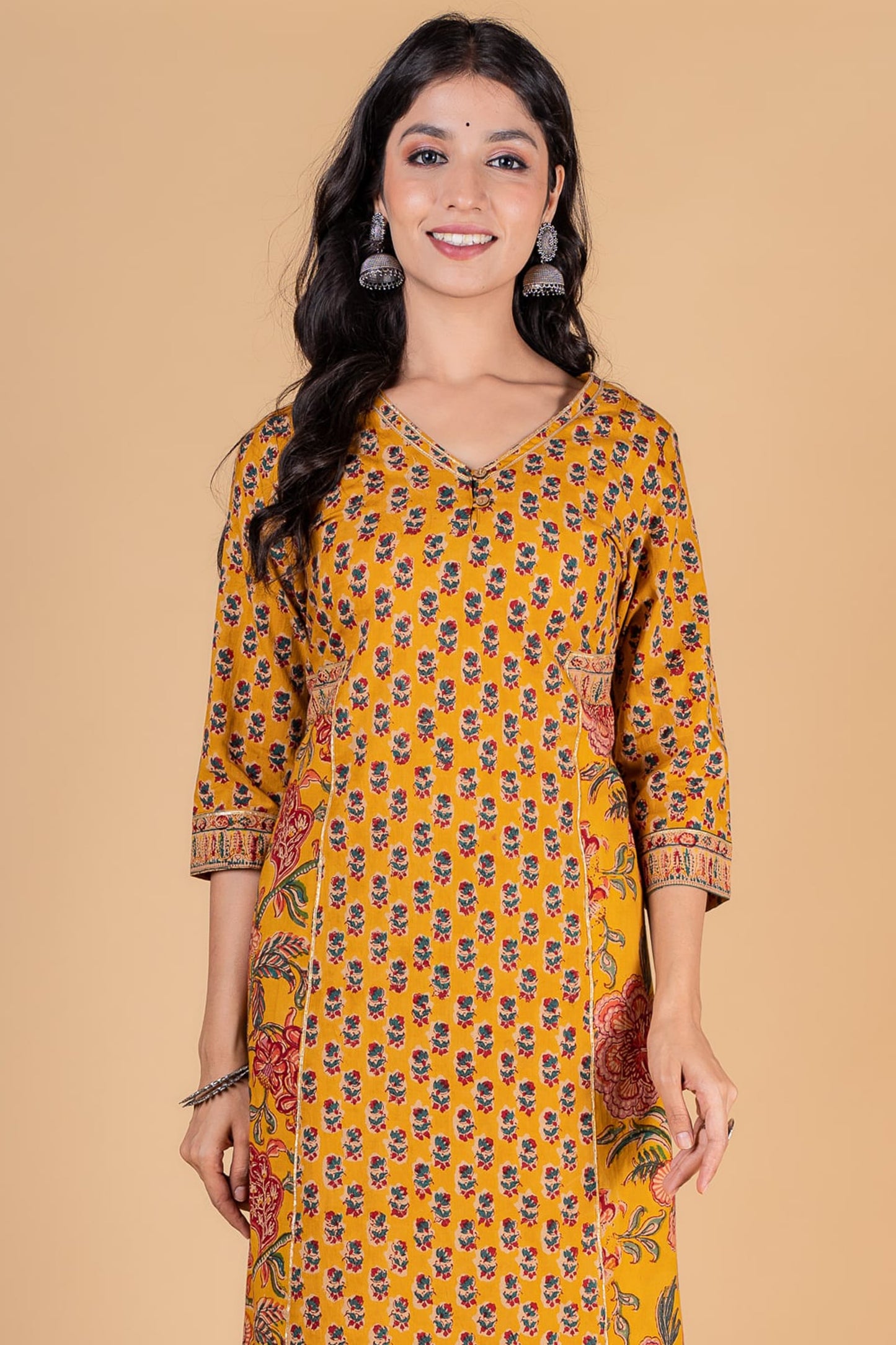 Golden Mustard Block Printed Kurta -KS169