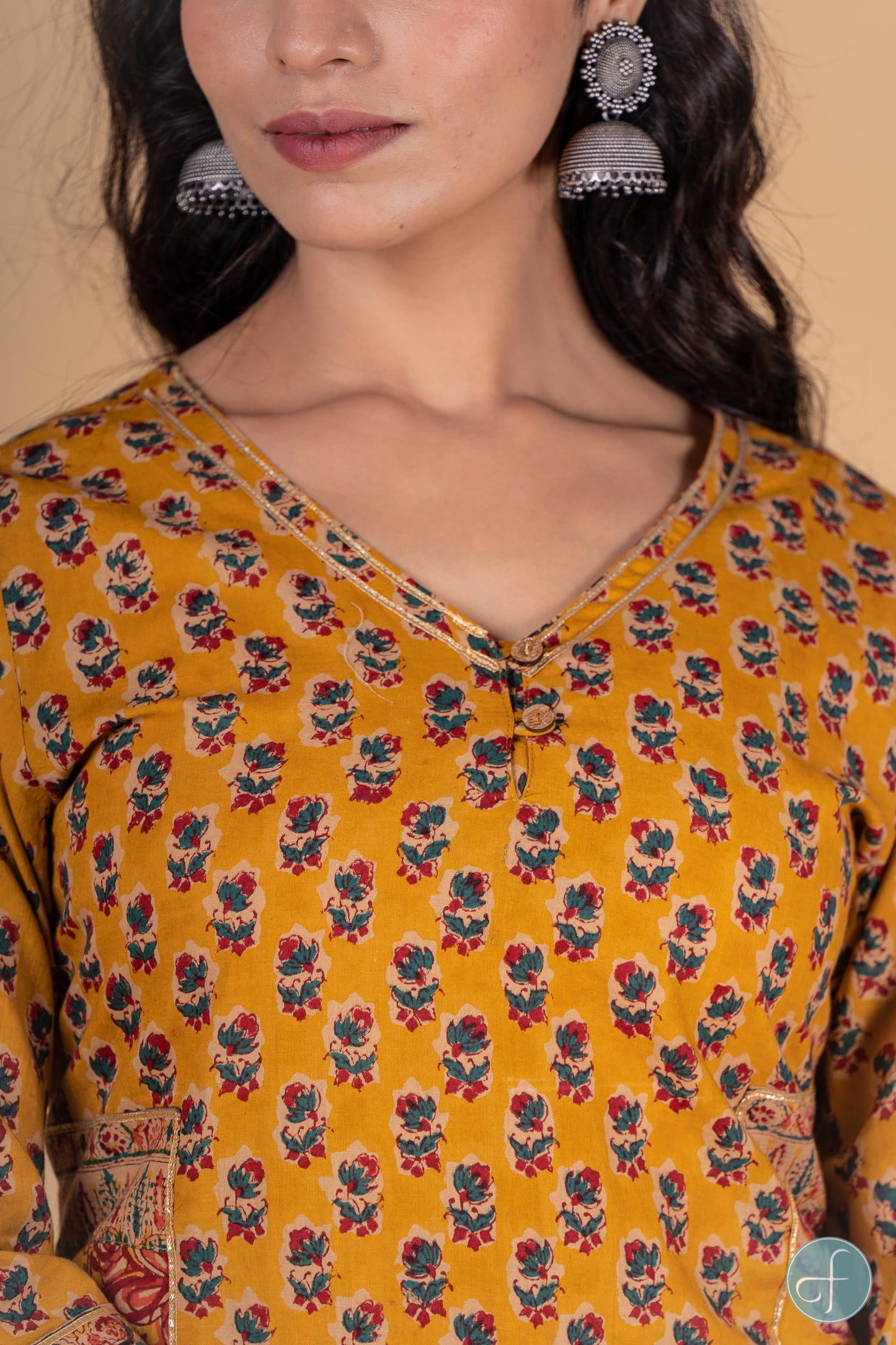 Golden Mustard Block Printed Kurta -KS169