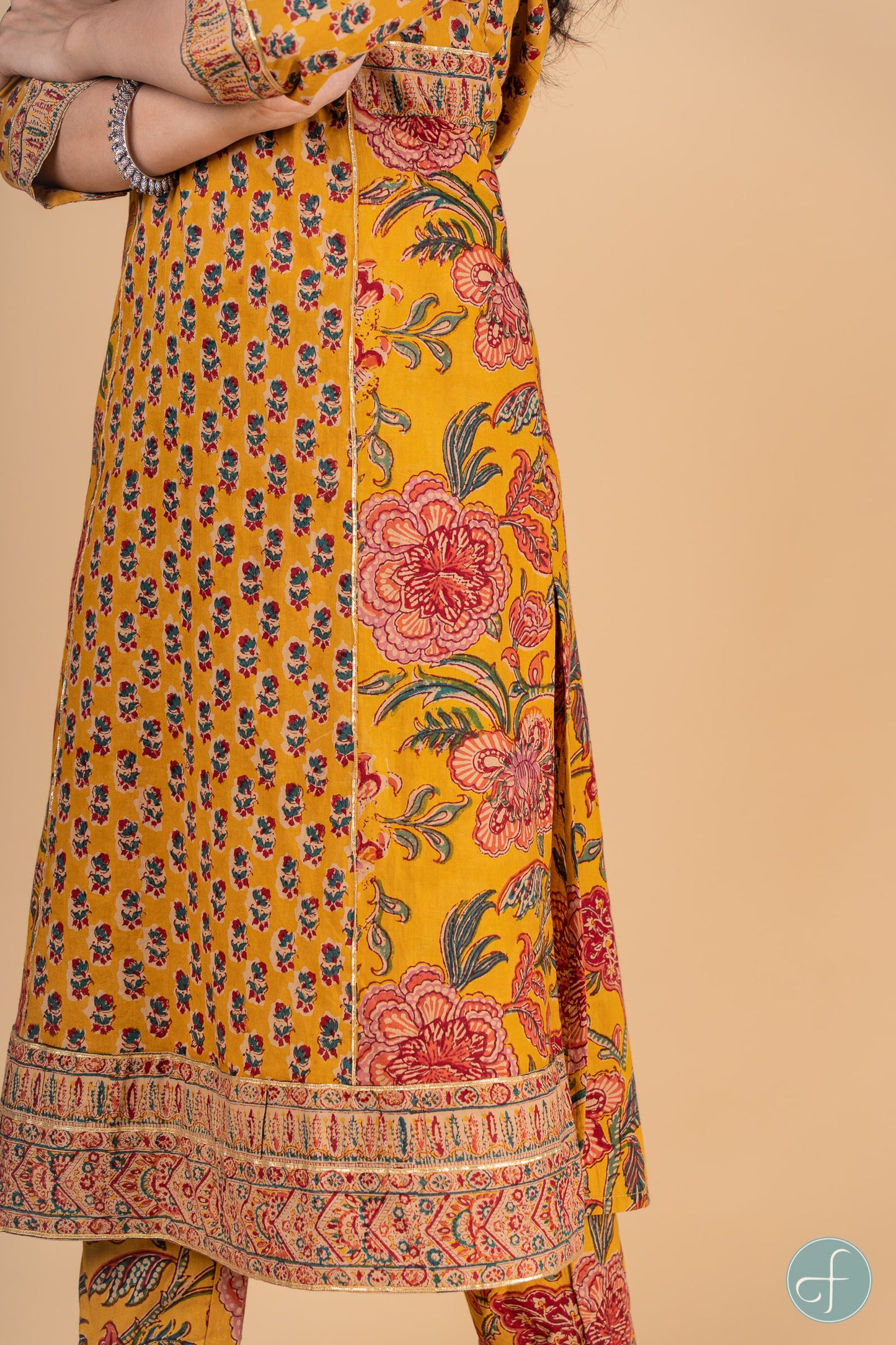 Golden Mustard Block Printed Kurta -KS169