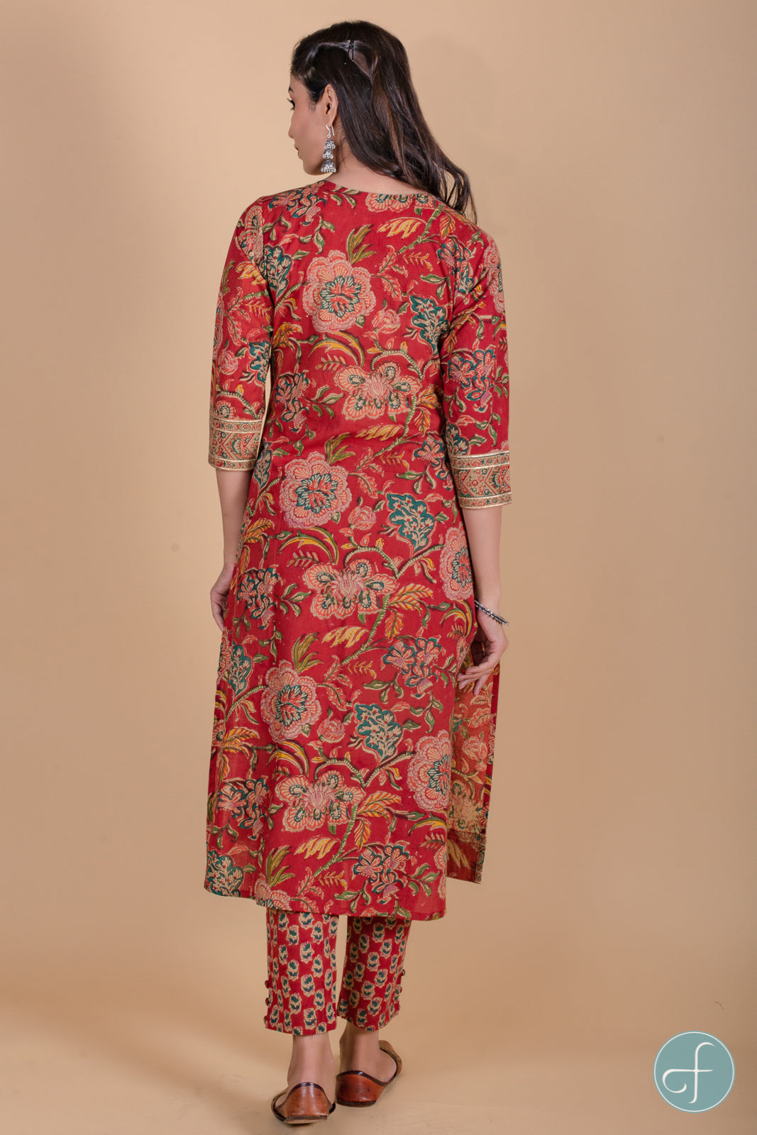 Brick Red Hand Block Printed Kurta - KS38