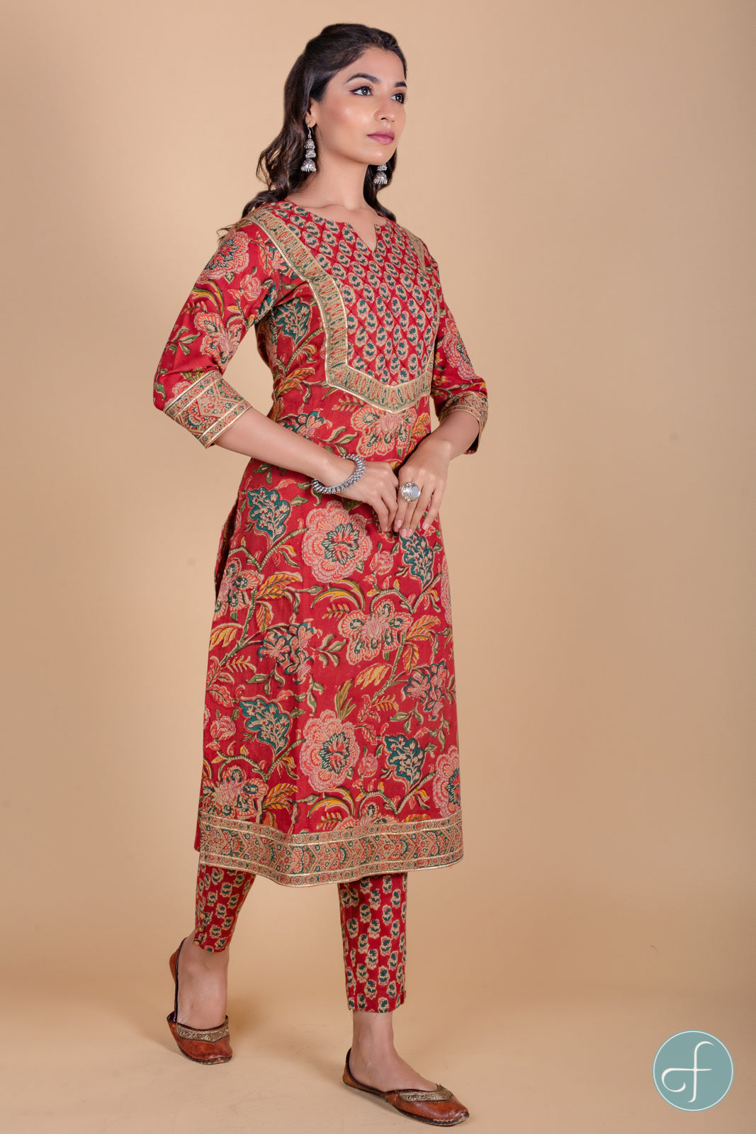 Brick Red Hand Block Printed Kurta - KS38