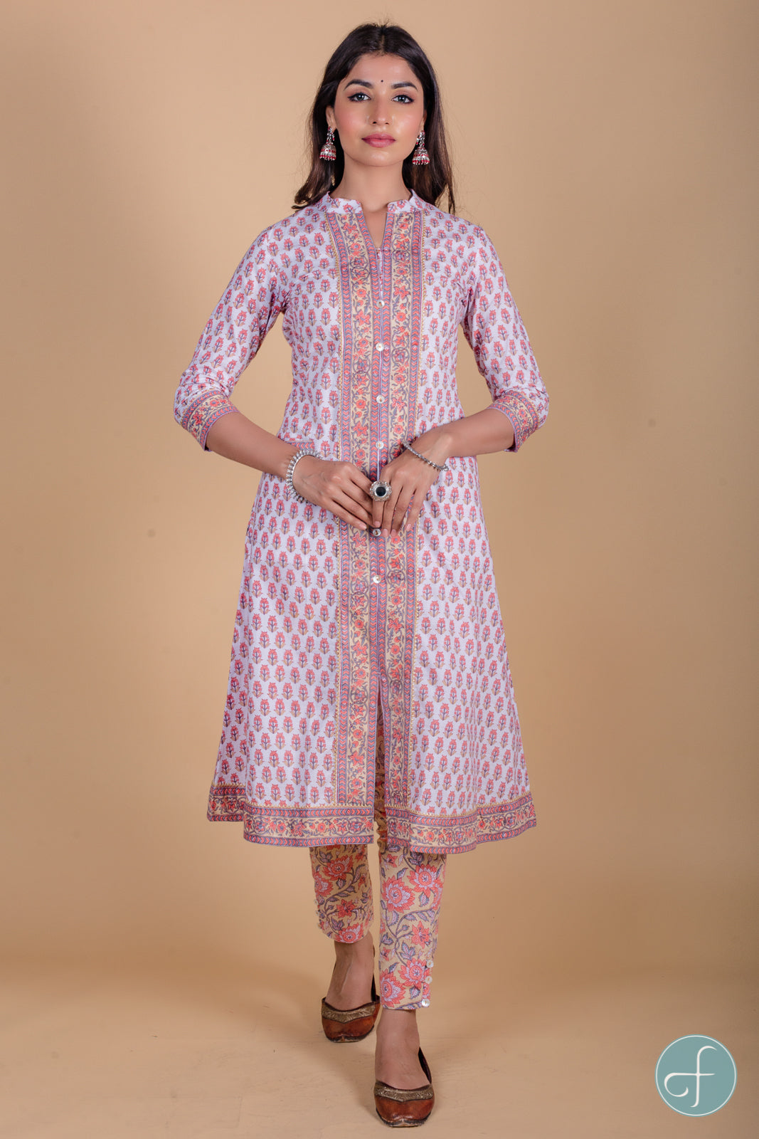 Coral Peach A Line Kurta - KS60