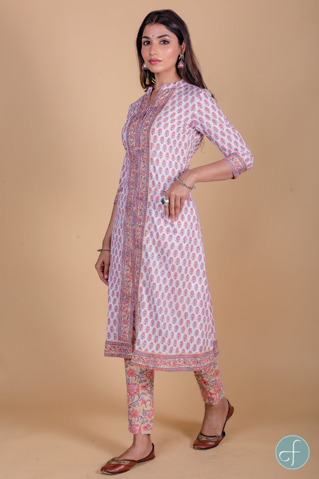 Coral Peach A Line Kurta - KS60