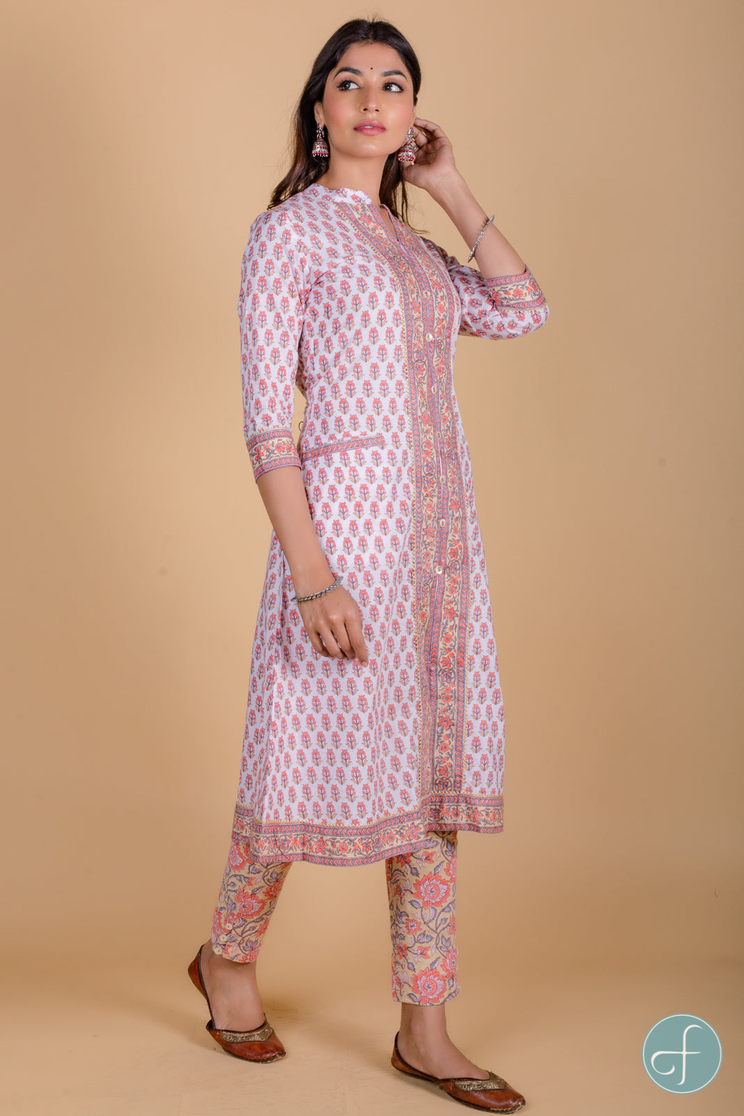 Coral Peach A Line Kurta - KS60