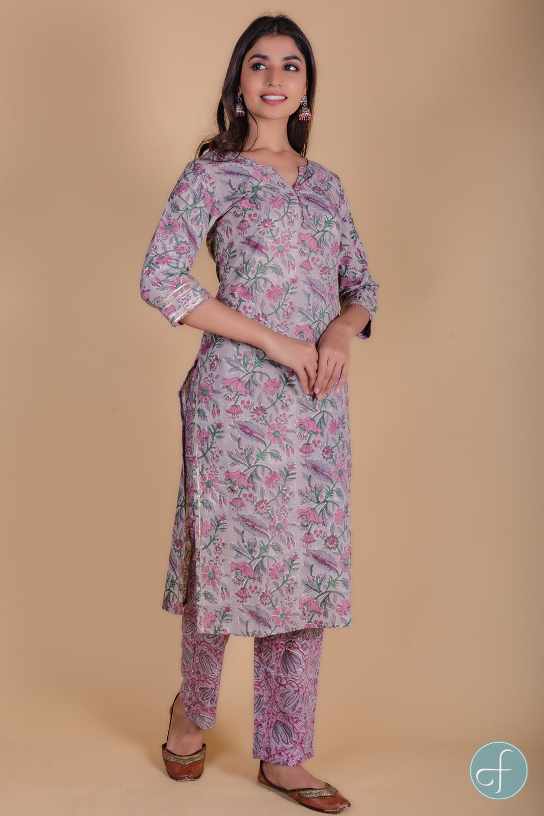 Liliac Floral Block Printed Kurta- KS67