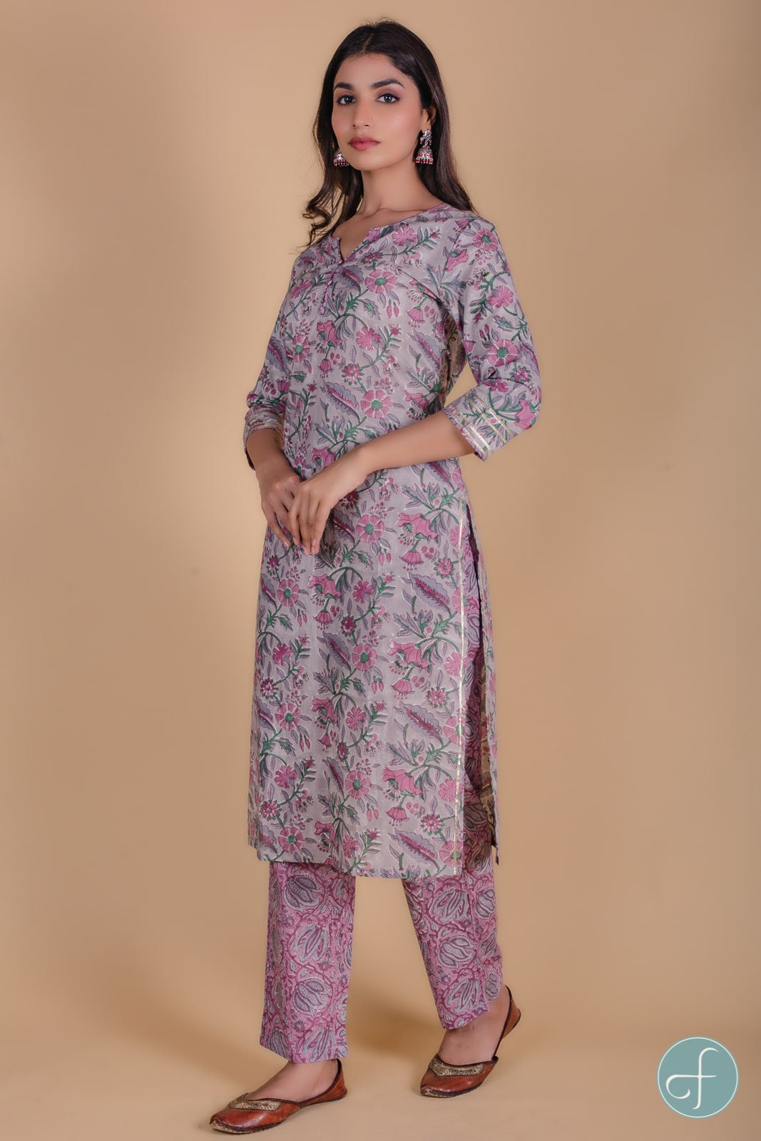 Liliac Floral Block Printed Kurta- KS67