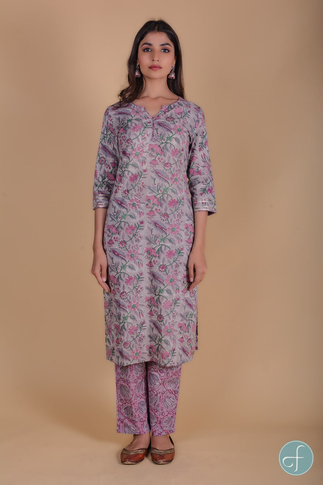 Liliac Floral Block Printed Kurta- KS67