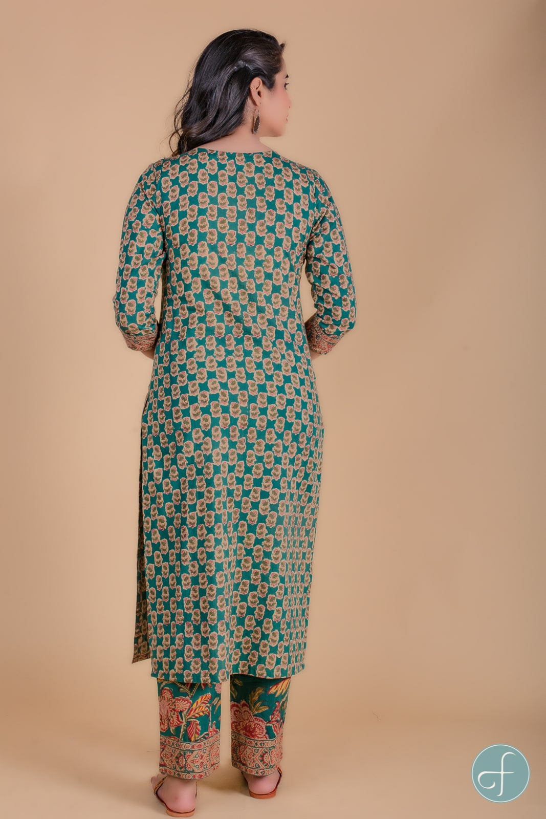 Forest Green Block Printed Kurta - KS75