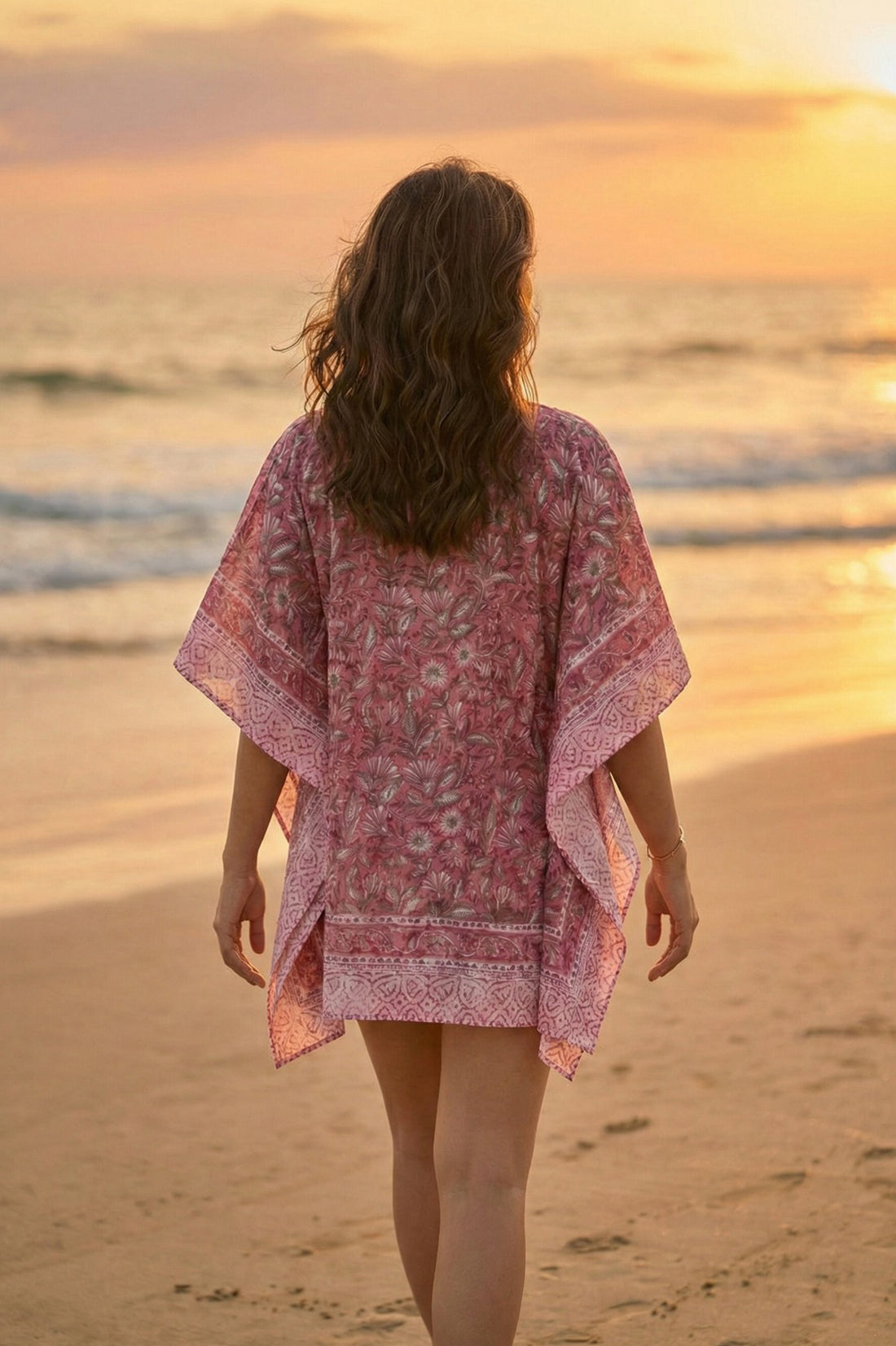 PINK BLOCK PRINTED KAFTAN TOP-NVK559