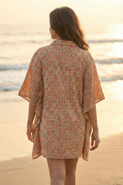 FLORAL BLOCK PRINTED KAFTAN TOP-NVK561