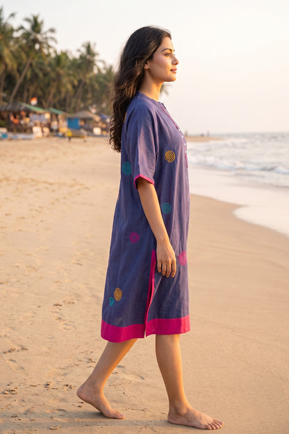 GULNEEL EMBROIDERY COTTON KAFTAN - NVK597