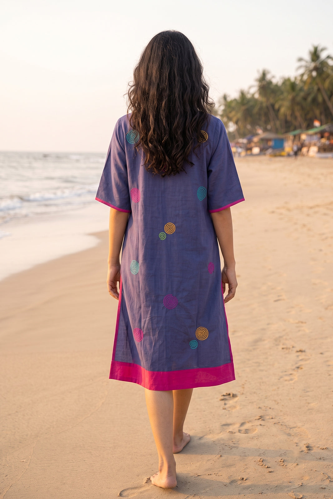 GULNEEL EMBROIDERY COTTON KAFTAN - NVK597