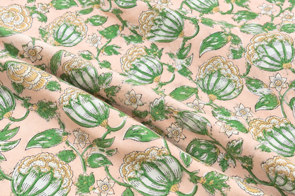 FLORAL HAND BLOCK PRINTED COTTON FABRIC-HF6467