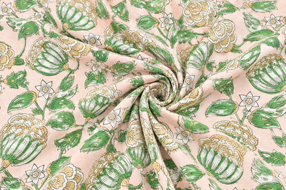 FLORAL HAND BLOCK PRINTED COTTON FABRIC-HF6467