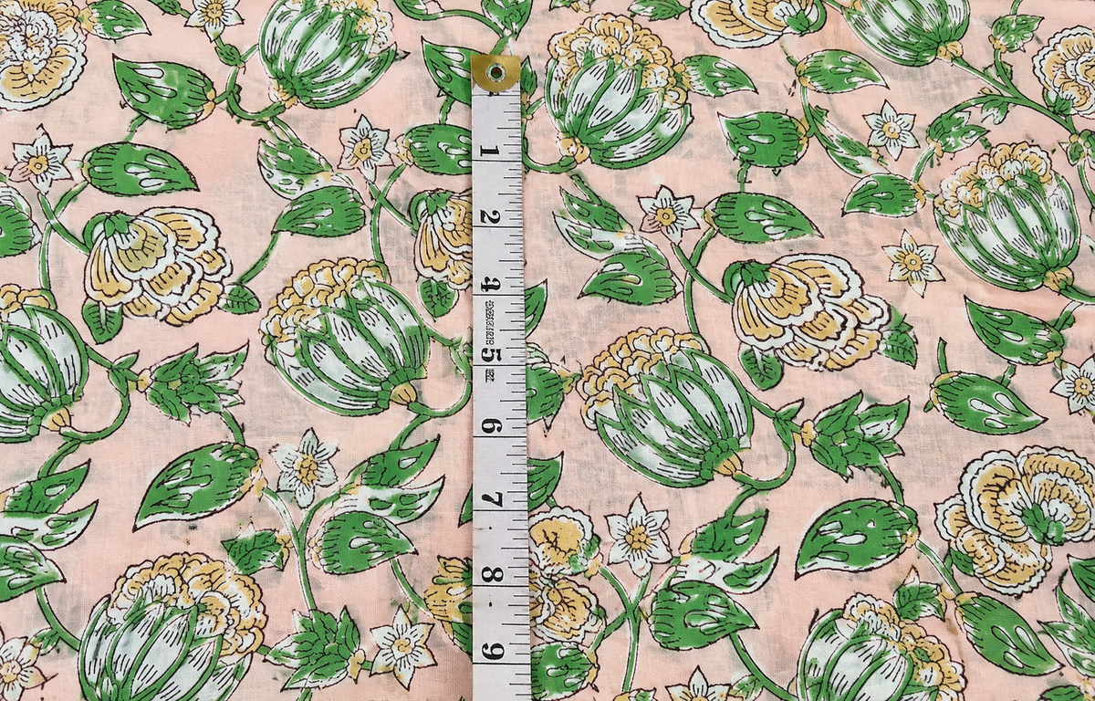 FLORAL HAND BLOCK PRINTED COTTON FABRIC-HF6467