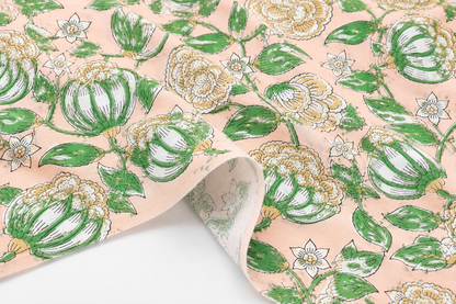 FLORAL HAND BLOCK PRINTED COTTON FABRIC-HF6467