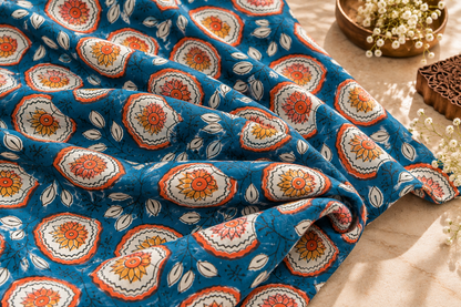 FLORAL HAND BLOCK PRINTED COTTON FABRIC