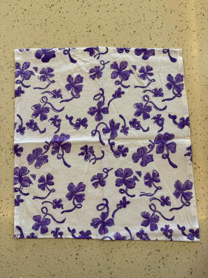 Purple Block Printed Dining Table Cover with Napkins-NFTC01