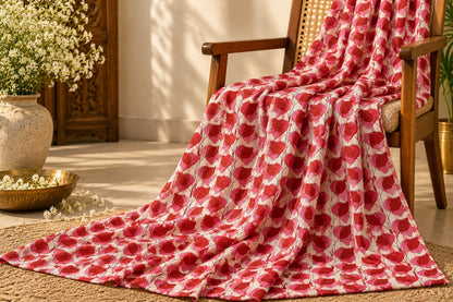 HAND BLOCK PRINTED COTTON FABRIC – RED
