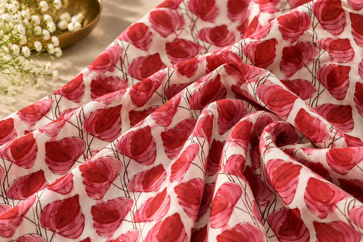 HAND BLOCK PRINTED COTTON FABRIC – RED