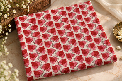HAND BLOCK PRINTED COTTON FABRIC – RED