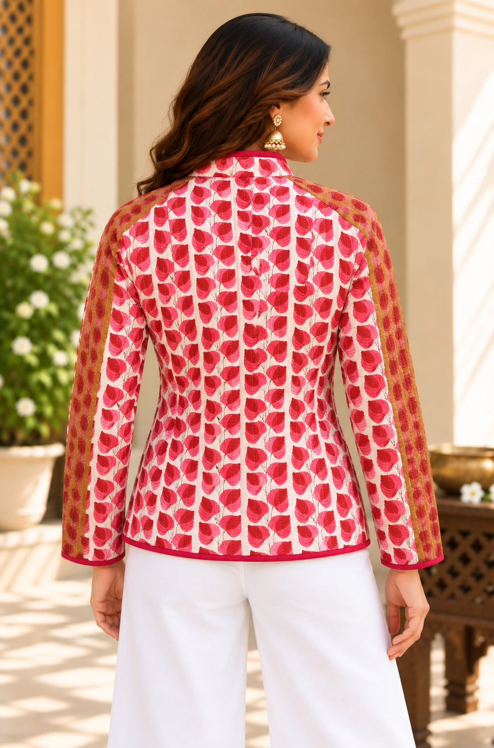 Pink Red Reversible Quilted Jacket