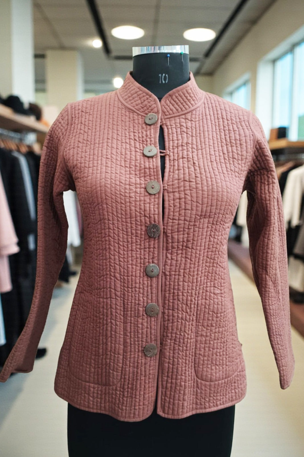 Beige Reversible Quilted Jacket-NVQJ637