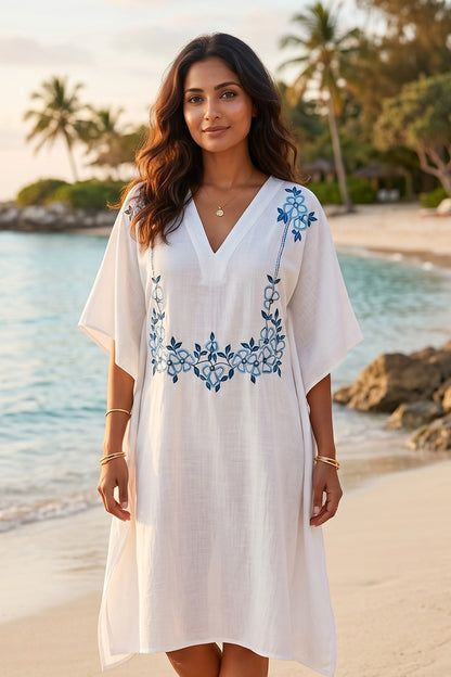 KHADI COTTON EMBROIDERY KAFTAN - NVK590