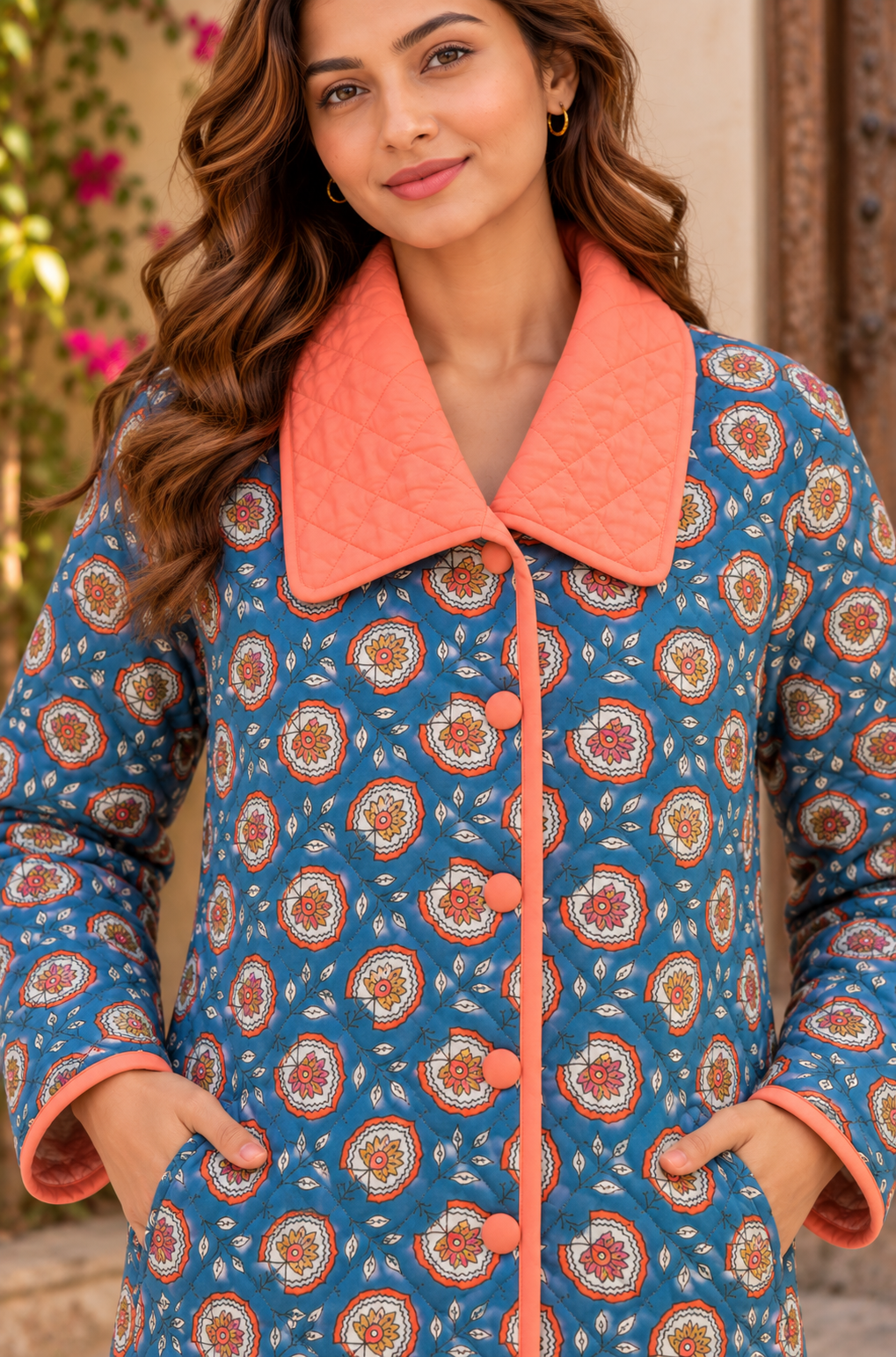 GULNAAR BLUE COTTON QUILTED JACKET