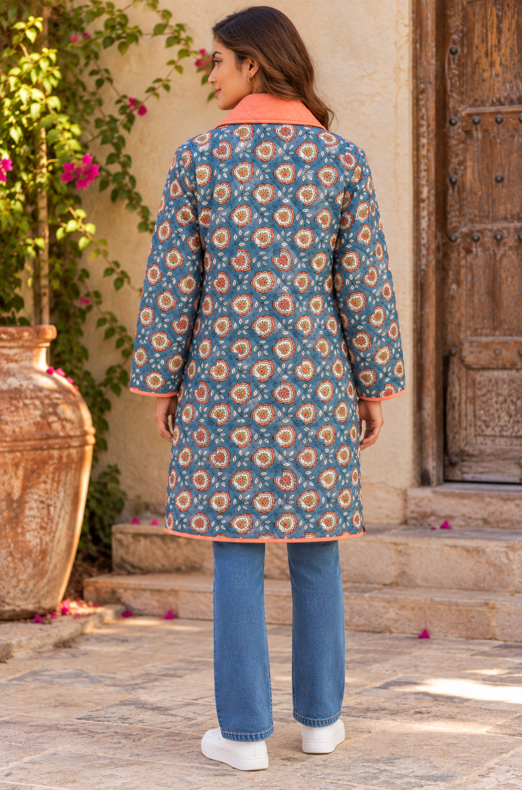 GULNAAR BLUE COTTON QUILTED JACKET