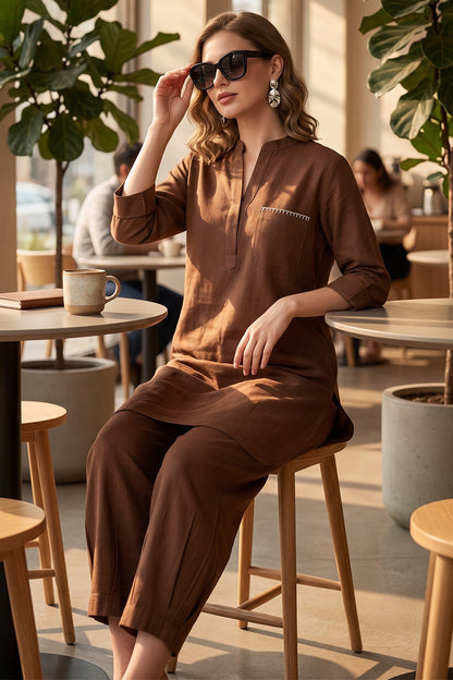Coffee Date Cotton Coord Set-NVCD50