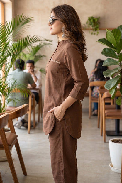 Coffee Date Cotton Coord Set-NVCD50