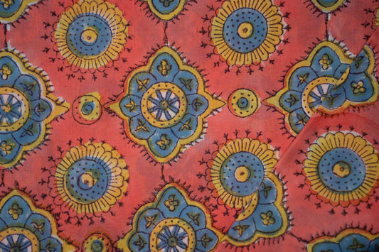 PEACH HAND BLOCK PRINT COTTON FABRIC-NVHF6156