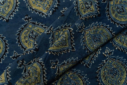 BLUE AJRAKH HAND BLOCK PRINTED FABRIC-HF5177