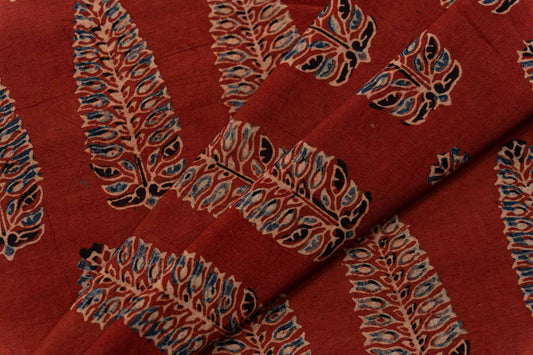 RED AJRAKH HAND BLOCK PRINTED FABRIC-HF5178