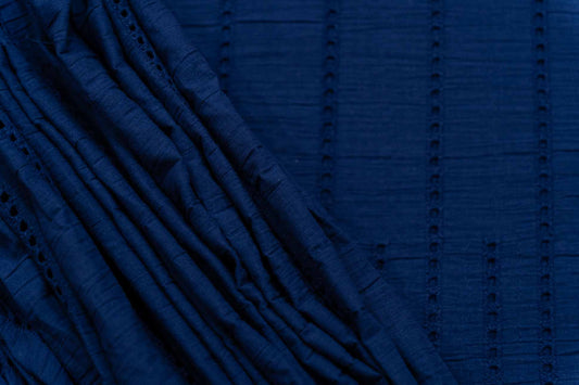 MIDNIGHT BLUE CHIKANKARI EMBROIDERED FABRIC-HF5187