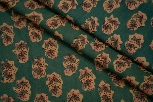 JUNIPER GREEN BLOCK PRINTED COTTON FABRIC-HF6177