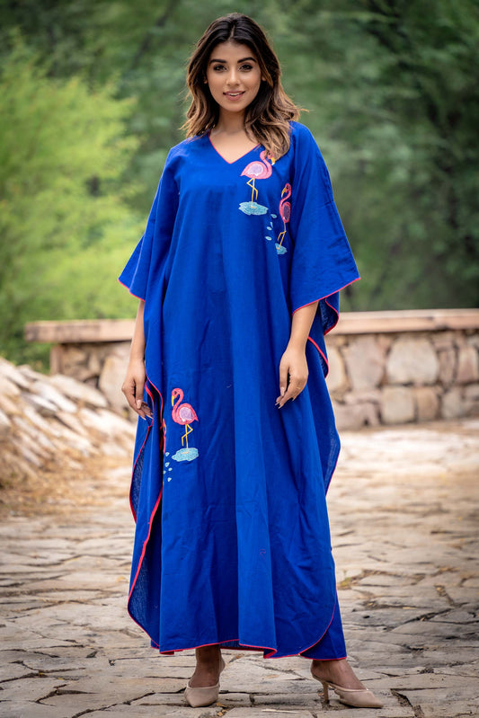 ROYAL BLUE EMBROIDERED KHARI KAFTAN-NVK262