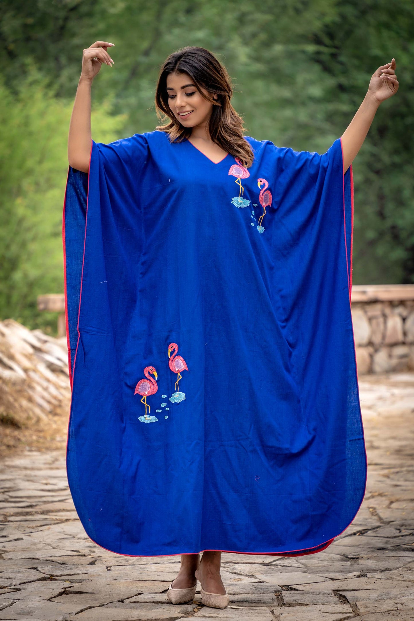 ROYAL BLUE EMBROIDERED KHARI KAFTAN-NVK262