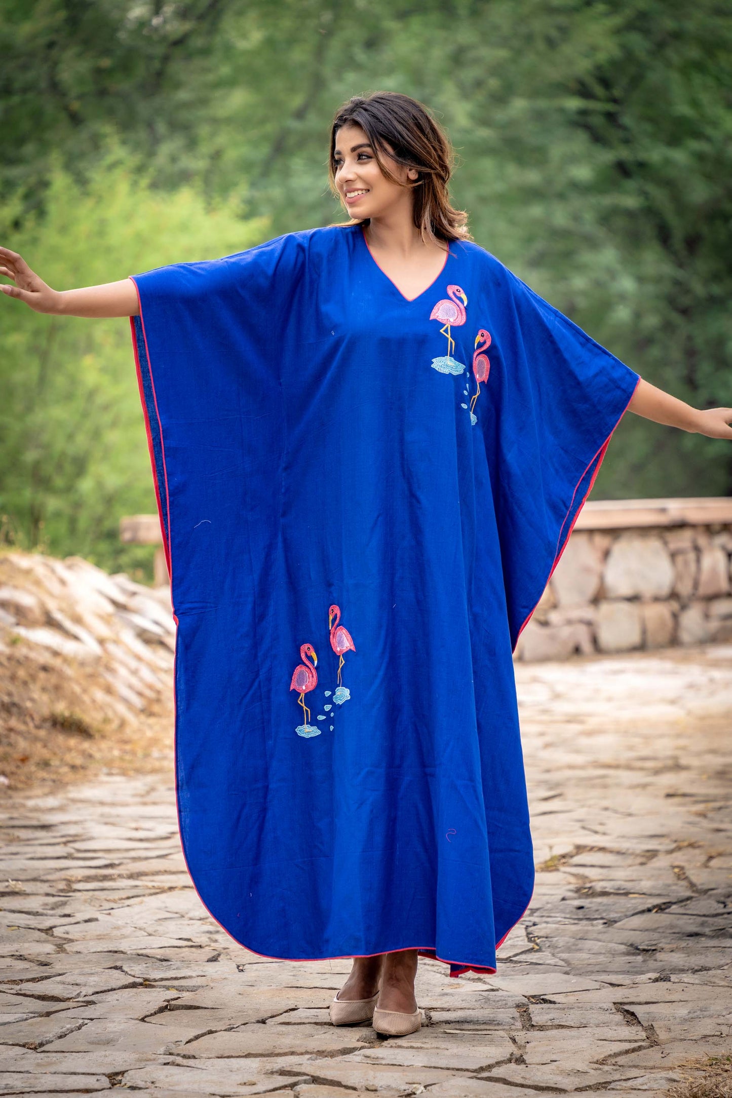 ROYAL BLUE EMBROIDERED KHARI KAFTAN-NVK262