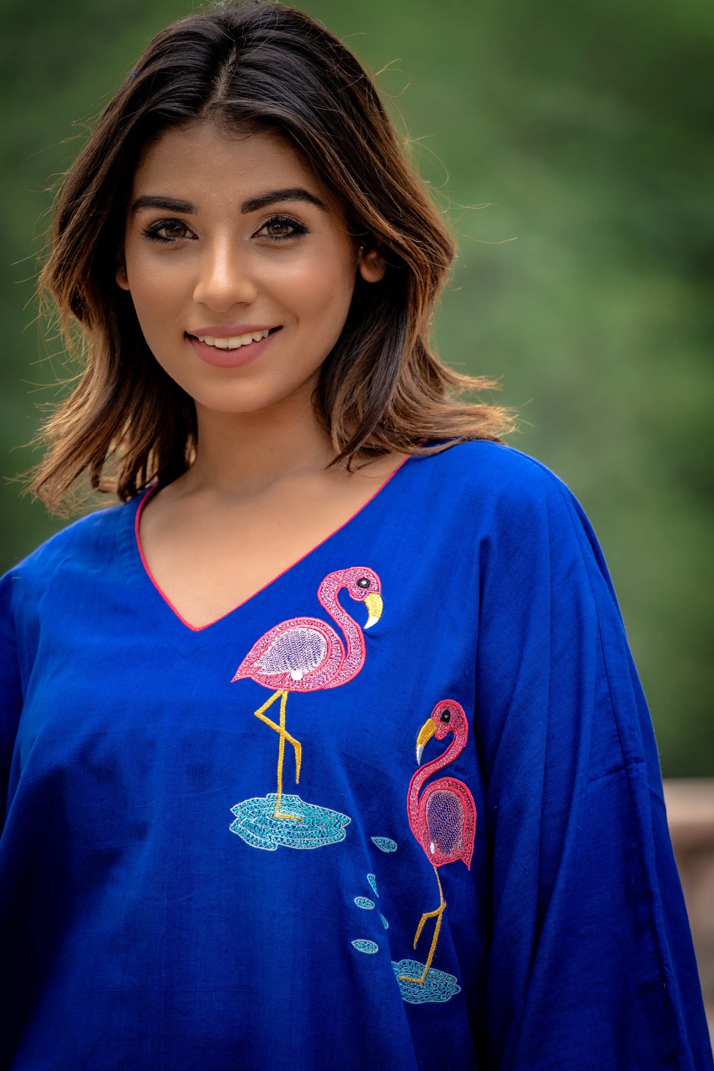 ROYAL BLUE EMBROIDERED KHARI KAFTAN-NVK262