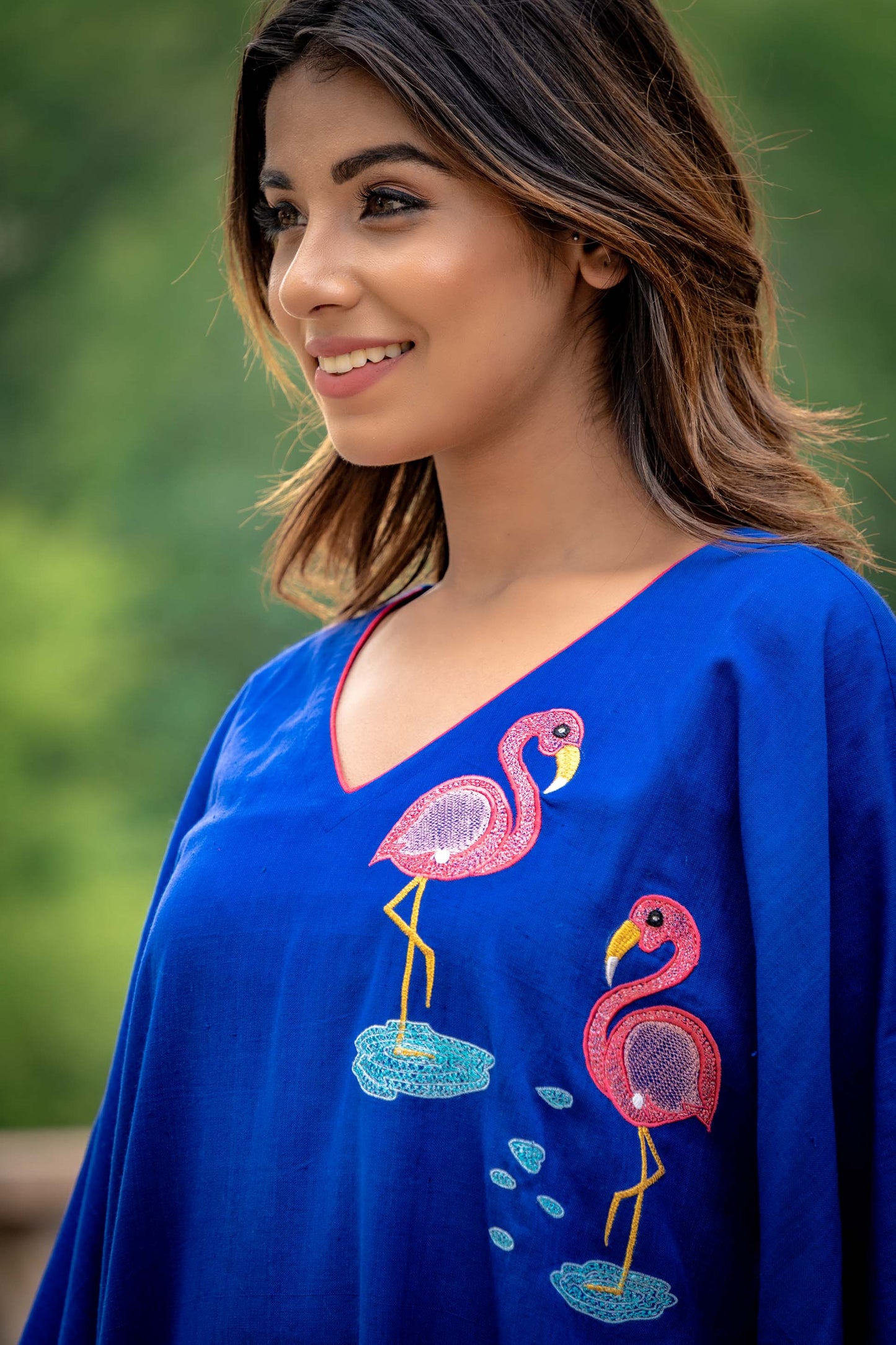 ROYAL BLUE EMBROIDERED KHARI KAFTAN-NVK262