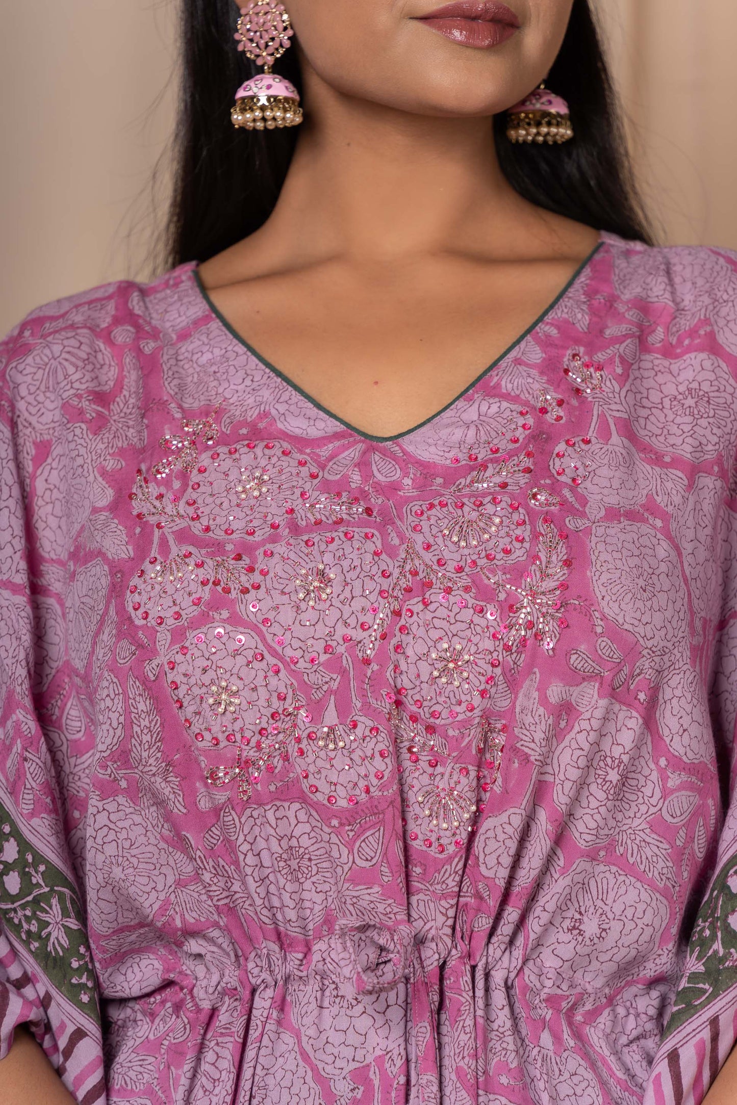 ONION PINK MERCERIZED COTTON KAFTAN-NVK342