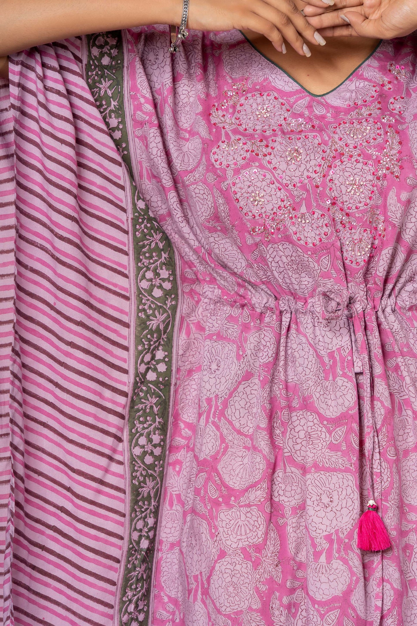 ONION PINK MERCERIZED COTTON KAFTAN-NVK342