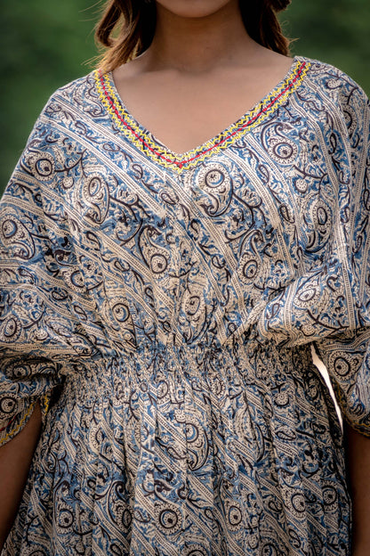 KALAMKARI BLOCK PRINTED KAFTAN-NVK253