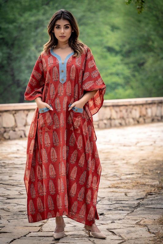 AJRAKH BLOCK PRINTED KAFTAN-NVK260