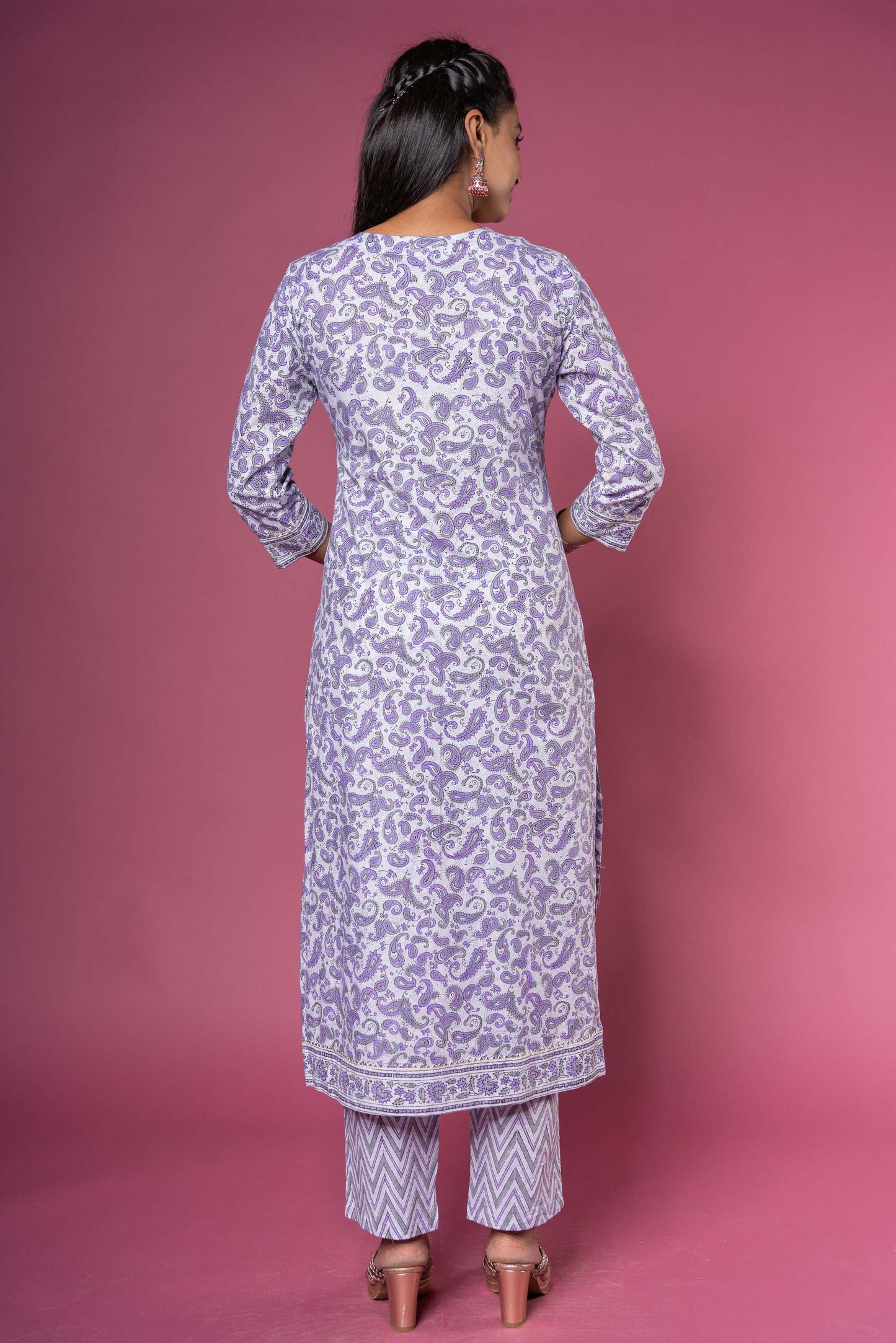 VIOLET BLOCK PRINT KURTA -KS476|NAVYASFASHION