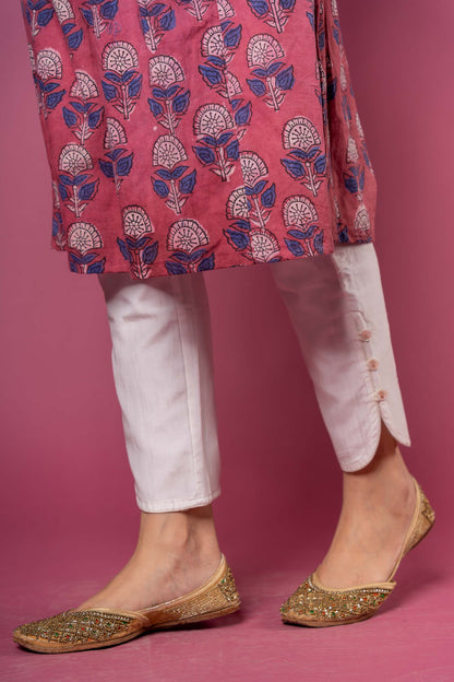 ROSE WINE BLOCK PRINTED KURTA SET-KS448