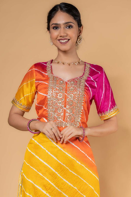 Multicolor Lehariya Gotapatti Kurta -KS497