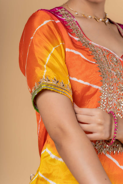 MULTICOLOR LEHARIYA GOTAPATTI DUPATTA SET-KS441